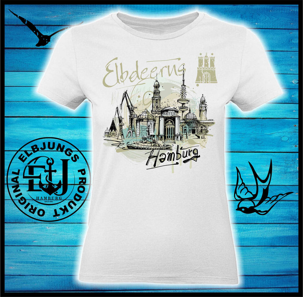 Elbdeerns "Hafenskizze" - Ladies Premium Shirt