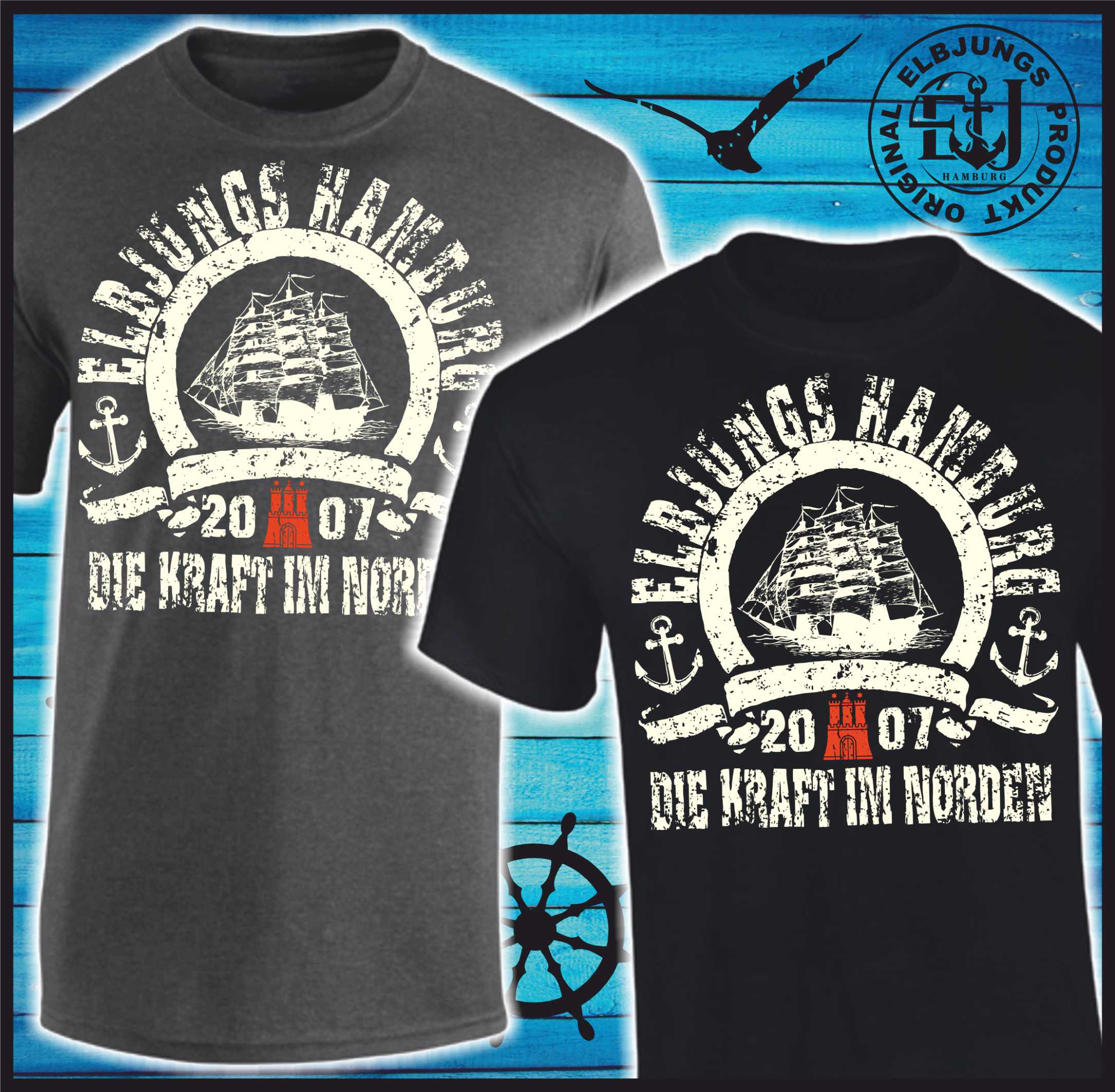 Elbjungs "Die Kraft im Norden" - Heavy Cotton T-Shirt