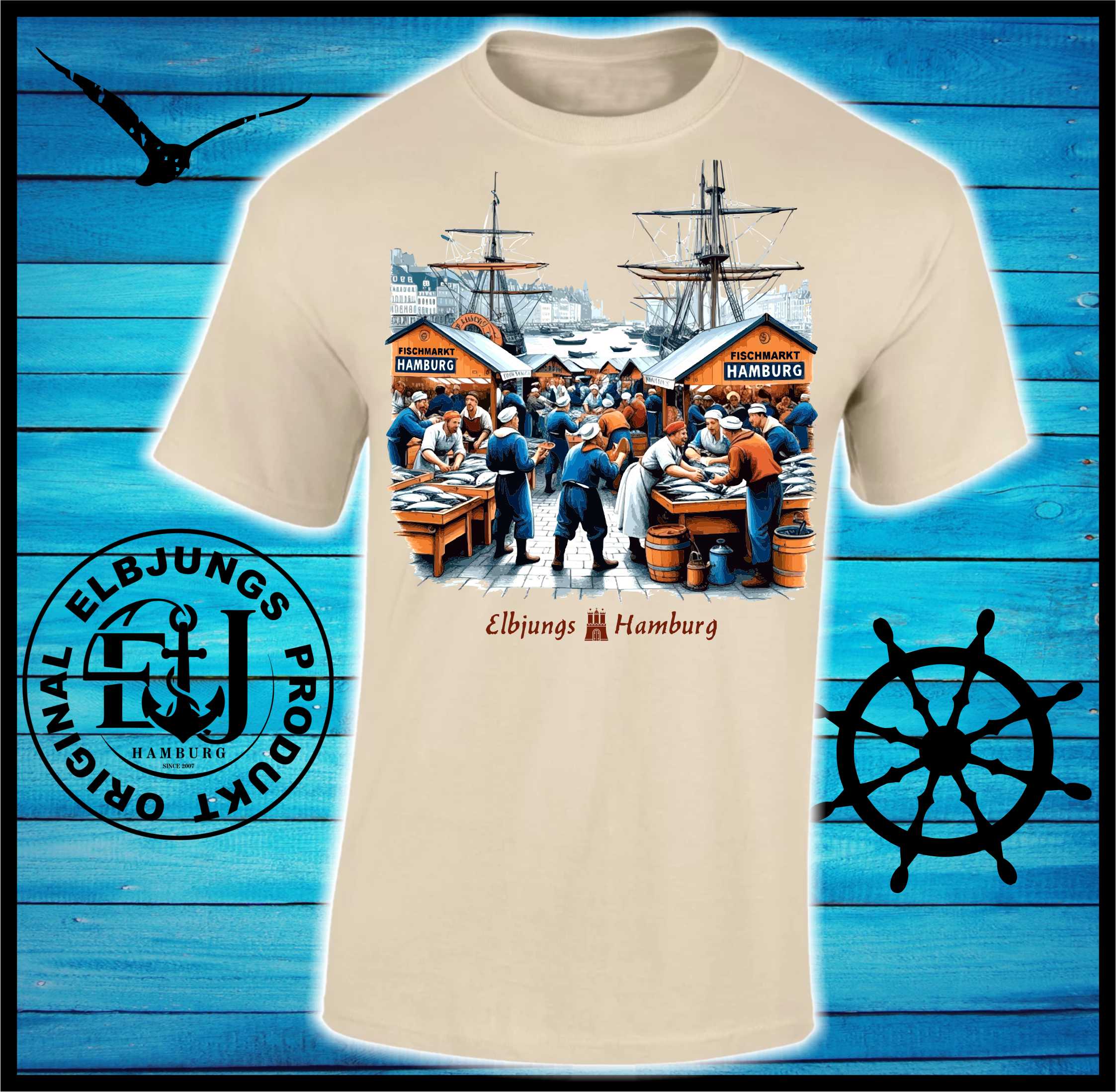 Elbjungs "Fischmarkt" - Heavy Cotton T-Shirt