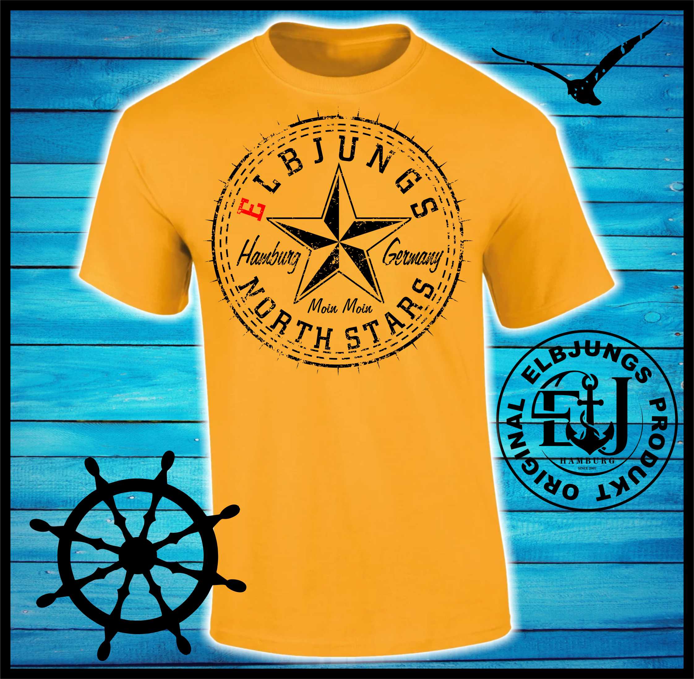 Elbjungs "North Stars Red E" - Heavy Cotton T-Shirt