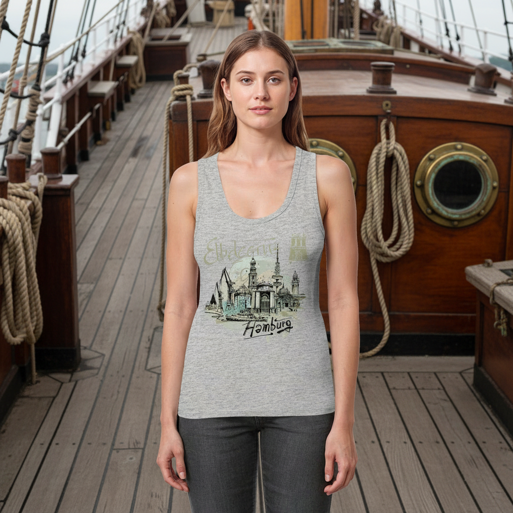 Elbdeerns "Hafenskizze" - Womens Organic Fitted Tank Top