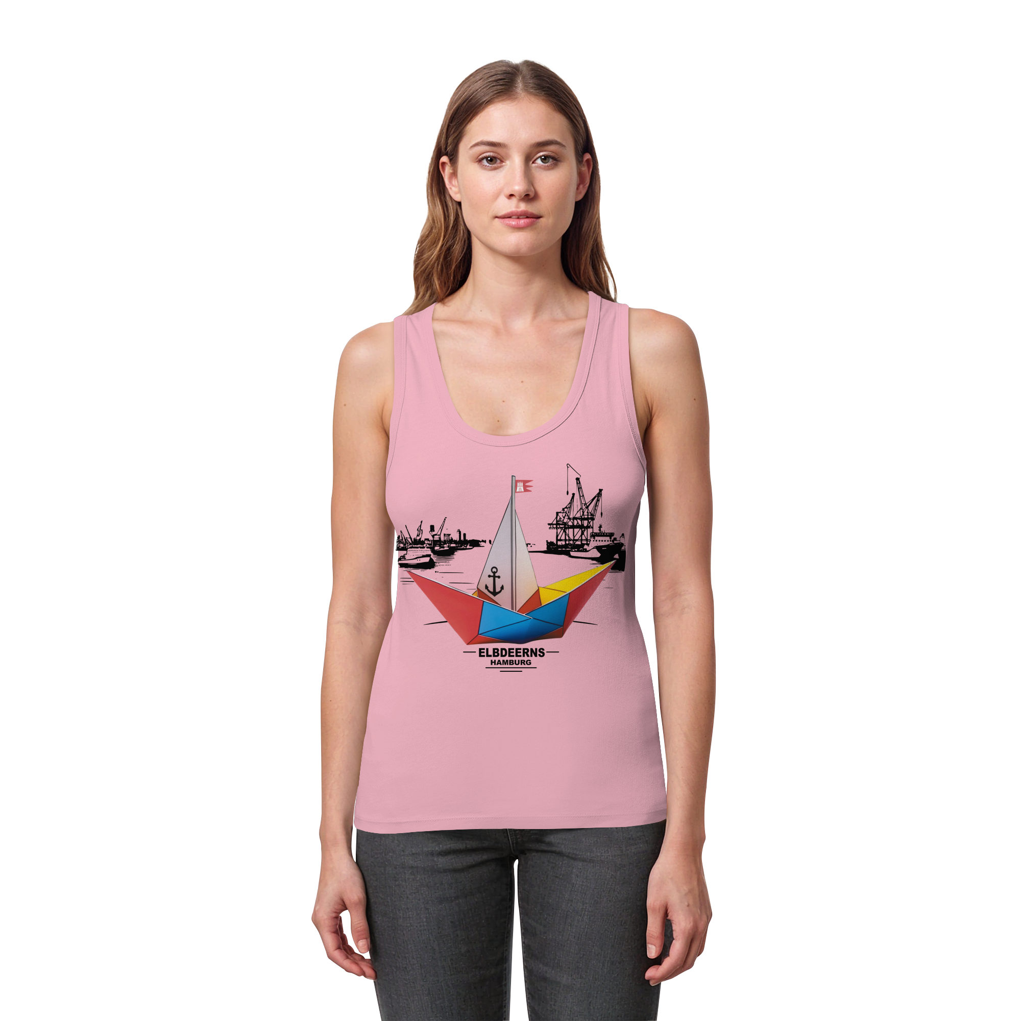 Elbdeerns - Papierschiff - Womens Organic Fitted Tank Top