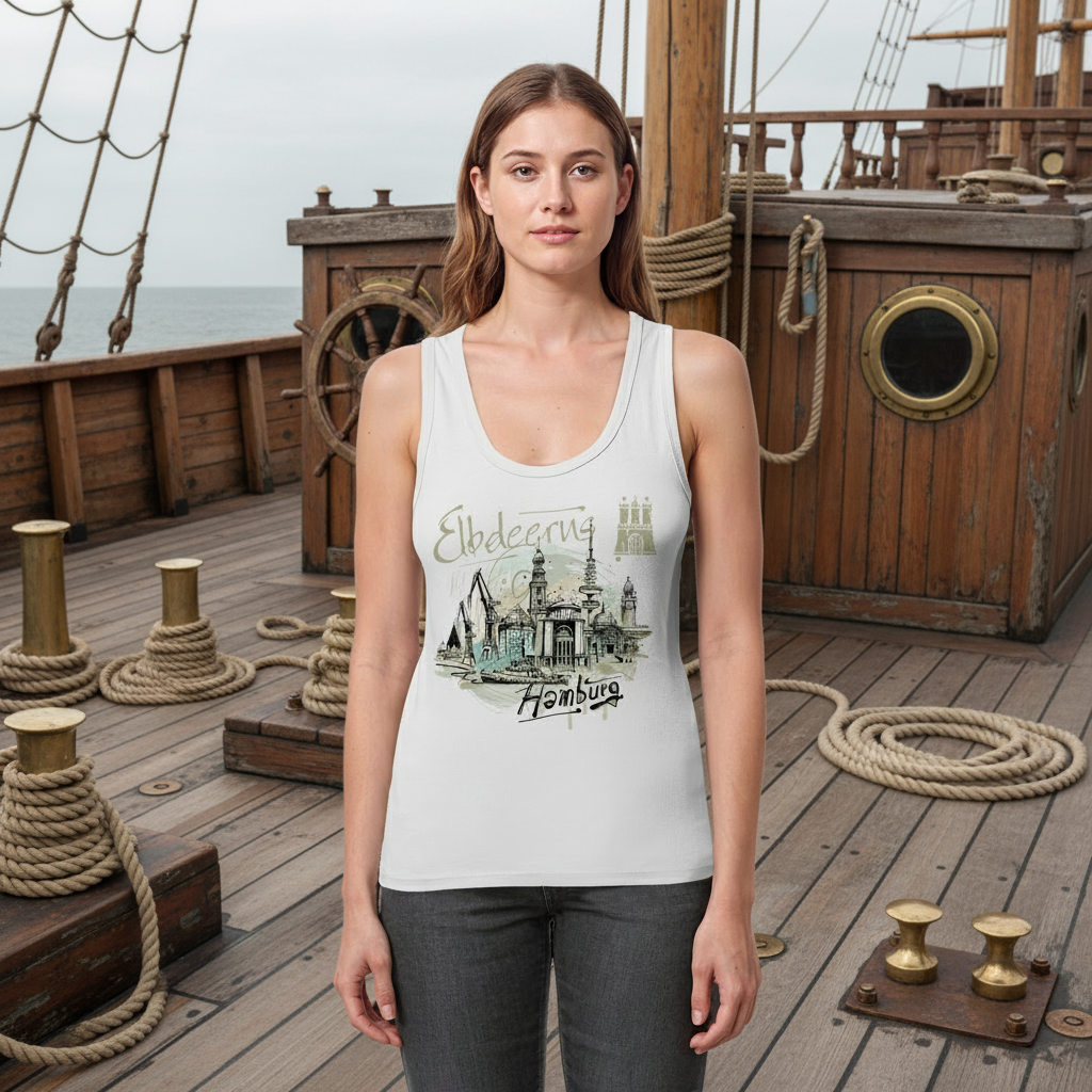 Elbdeerns "Hafenskizze" - Womens Organic Fitted Tank Top