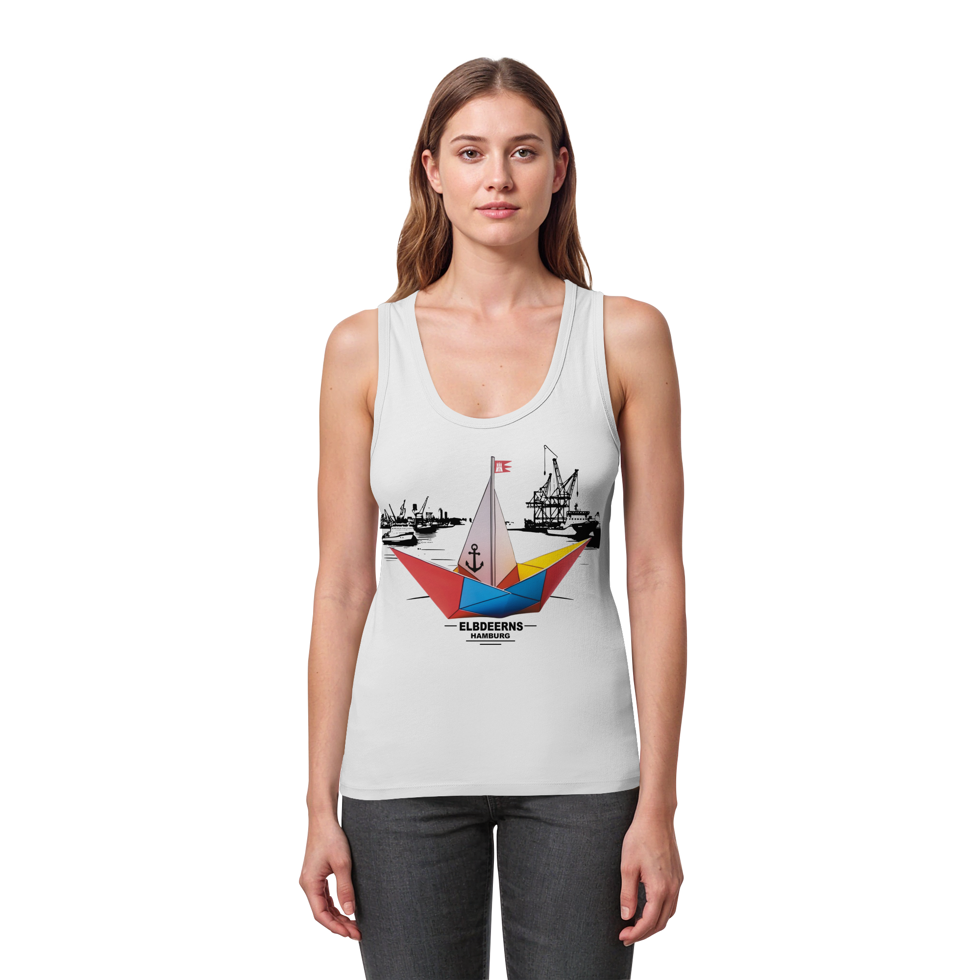 Elbdeerns - Papierschiff - Womens Organic Fitted Tank Top