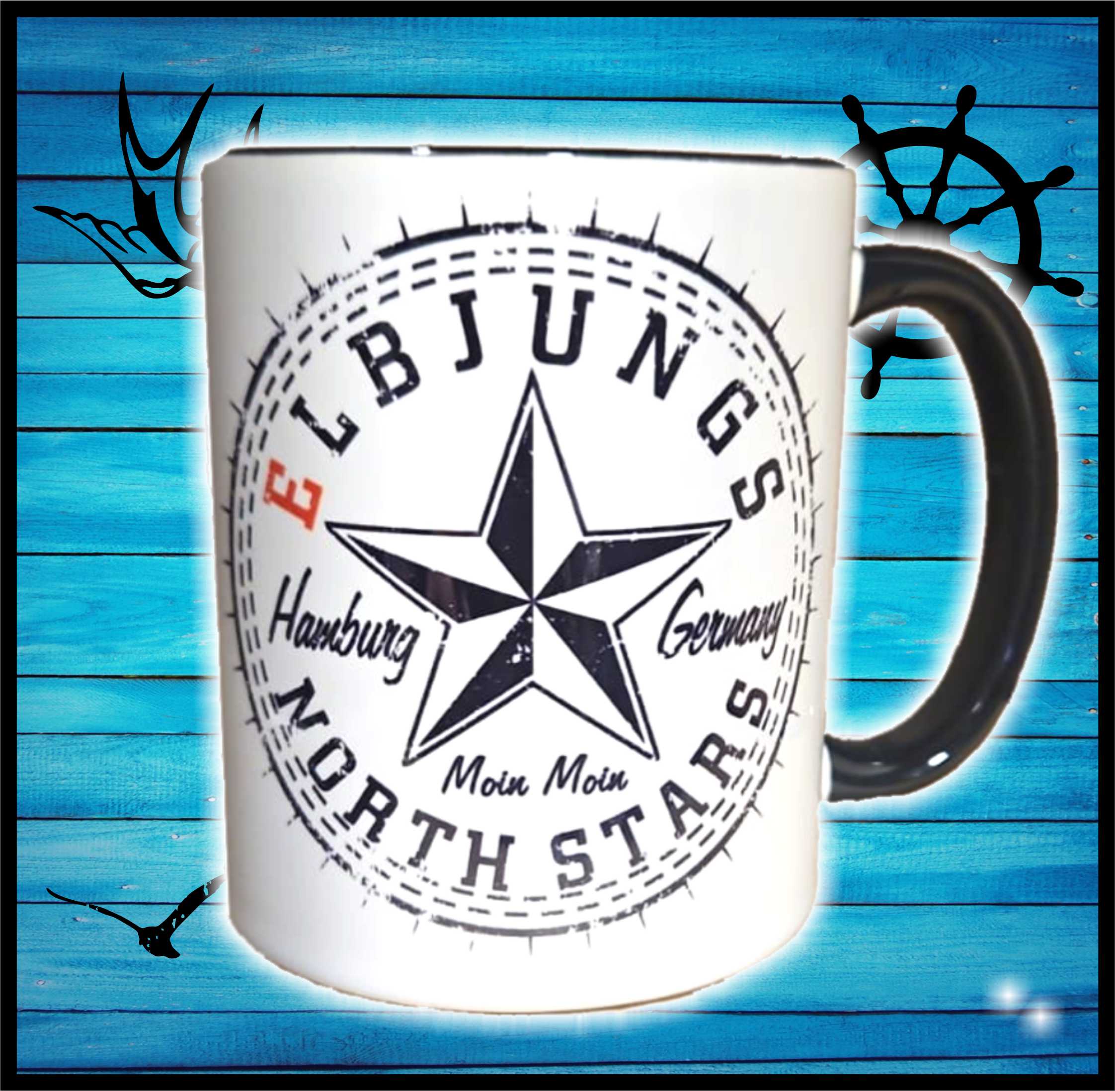 EJ - North Stars Red E - Panorama Tasse zweifarbig