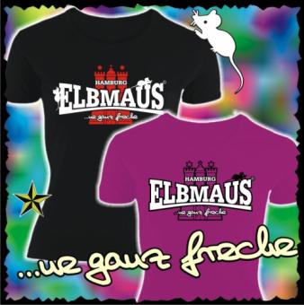 Damenshirt - Elbmaus * ... ne ganz freche * L | V - Ausschnitt | schwarz