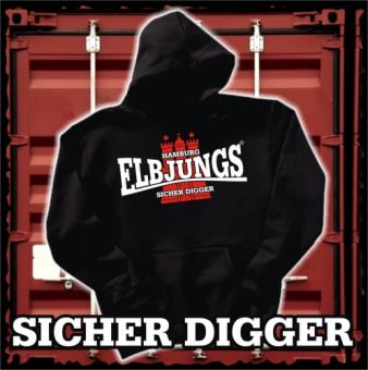 Kapuzensweatshirt - Elbjungs * SICHER DIGGER * XXL | Schwarz