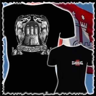 Damenshirt - Elbengel * Stadt der Engel * L | V - Ausschnitt | schwarz