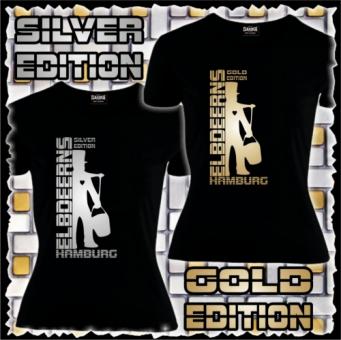 Girlie - Elbdeerns * SILVER & GOLD EDITION * S | V - Ausschnitt | schwarz | gold