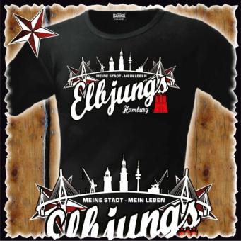 T-Shirt - Elbjungs * Meine Stadt - Mein Leben * Schwarz | 4XL