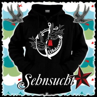 Kapuzensweatjacke - Elbdeerns * Sehnsucht * M | schwarz