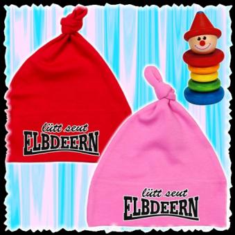 Baby - Mützchen "lütt seut Elbdeern" Bubble Gum Pink