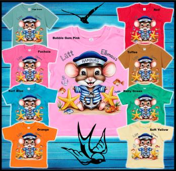Babyhemdchen - " Happy Maus " Surf Blue | 0-3 Monate
